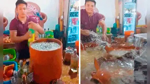 Barril con 35 litros de tequila explota y usuarios bromean: “Se demoró en servir”