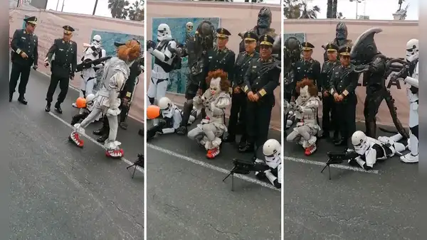 Policías se toman fotos con populares ‘villanos’ de película y usuarios reaccionan: “Son como niños”