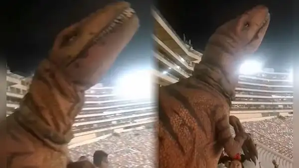 ¿Un dinosaurio en el Monumental? Hinchas cremas quedan asombrados ante insólito suceso