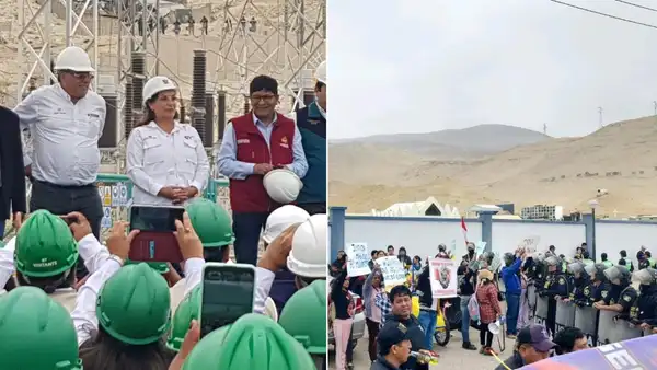 Manifestantes esperan a Dina Boluarte en exteriores de evento en Arequipa