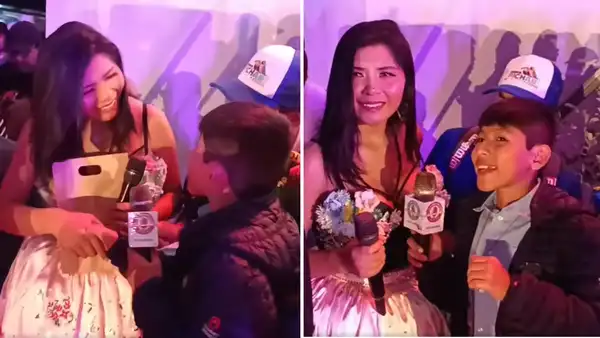 Yarita Lizeth fue sorprendida antes de show por niño reportero del Vraem: “¡Háblanos de tu vida!”