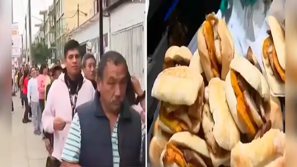 ¡A solo S/1! Forman largas colas para comprar pan con chicharrón en el Rímac