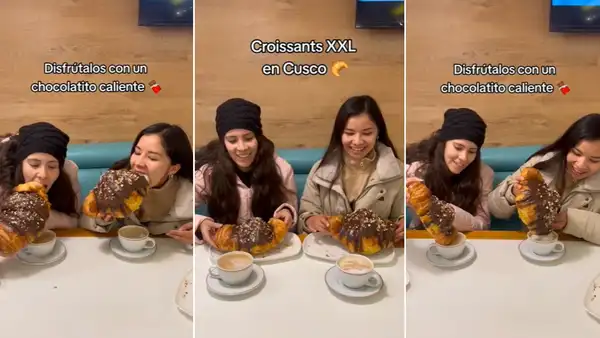 Cafetería sorprende con croissant gigantesco en Cusco y es viral: “El chocolate también debe ser XXL”