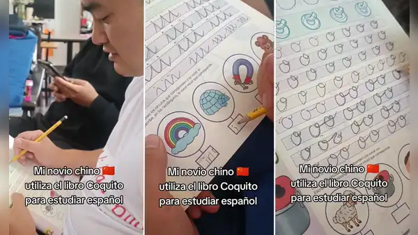 Joven chino practica su español con libro 'Coquito' y se vuelve viral en redes: “Se está esforzando”