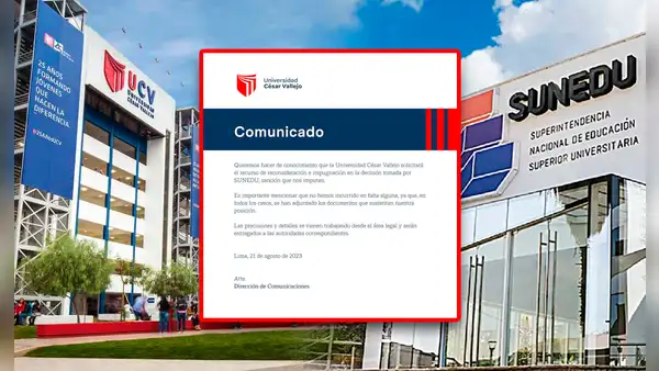 Universidad César Vallejo solicitará la impugnación de la sanción que le impuso Sunedu