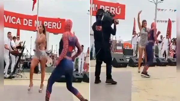 Spiderman interrumpe show de Yahaira Plasencia y saca los pasos prohibidos en festival de Mi Perú