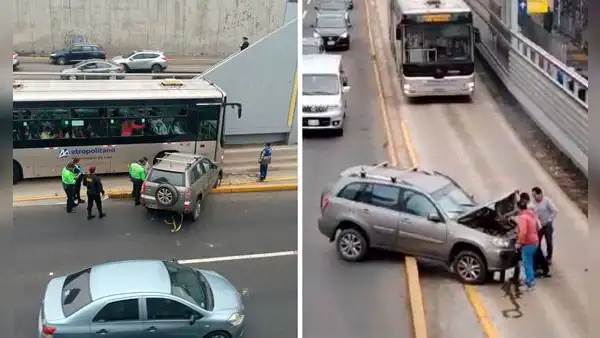 Miraflores: auto impactó contra bus del Metropolitano en estación Ricardo Palma
