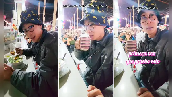 Turista coreano va a mercado del Cusco y se deleita con suculento caldo de gallina: ¡Qué rico!
