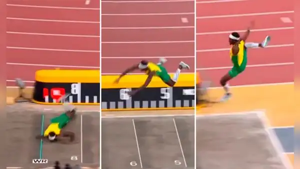 Atleta jamaiquino comete terrible blooper con insólito 'clavado' en Mundial de Atletismo