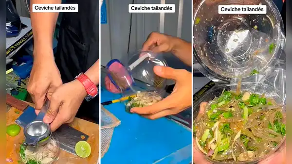 Joven deja en shock al mostrar peculiar ingrediente del ceviche tailandés: “Si abro el táper, se escapan”