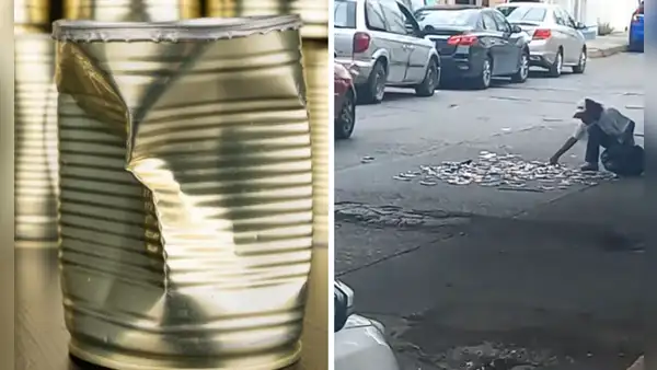 Reciclador usa peculiar estrategia para aplastar las latas en medio de la pista: “Es un genio”