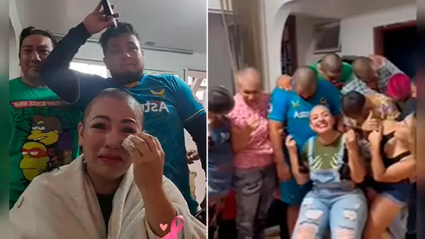 Mujer con cáncer es sorprendida por su familia tras raparse el cabello junto con ella: “Lindo acto de amor”