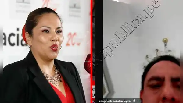 Se enciende cámara de congresista Digna Calle en el Pleno y en su lugar aparece su esposo Aron Espinoza