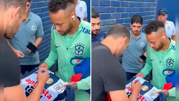 Neymar le pidió a Hernán Barcos su firma en la camiseta de Alianza Lima e hinchas enloquecen