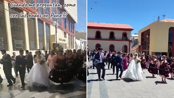 Pareja se luce con pasacalle de morenada tras contraer matrimonio en Puno: “¡Qué tal comparsa!”