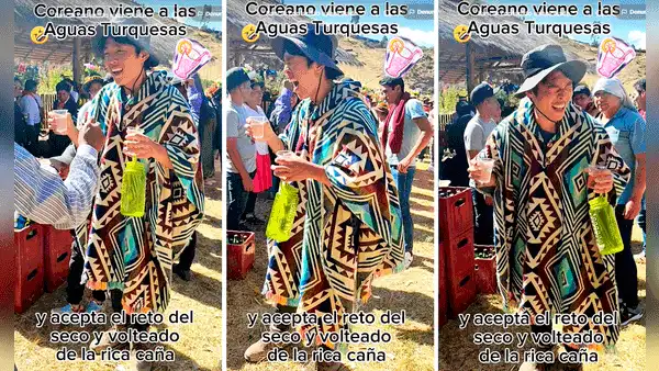 Coreano acepta reto 'seco y volteado' de caña y peruanos reaccionan: “Con eso va a hablar hasta quechua”