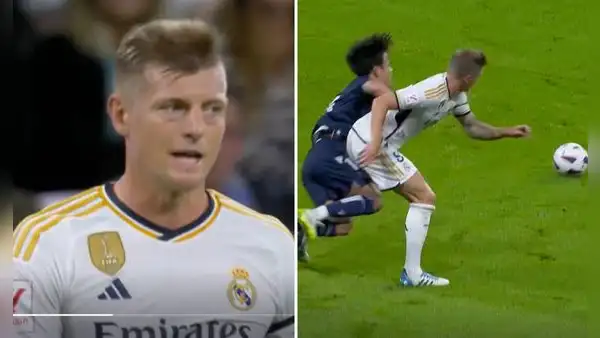 Kubo, jugador que tiró la camiseta de Perú, recibió fuerte patada de Kroos tras hacerle un 'caño'