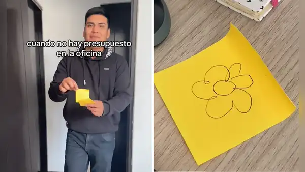 Joven dibuja flores en post-it amarillo y los regala a sus compañeras de trabajo: “Sobra la creatividad”
