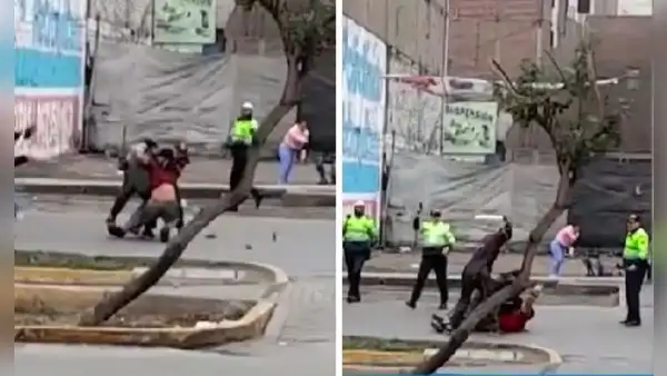 Extranjeros se enfrentan a machetazos en plena vía pública de Santa Anita