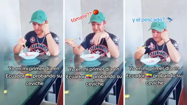 Peruano prueba ceviche en su primer día en Ecuador y su reacción se vuelve viral: “¿Tomate?”