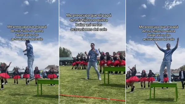 Padre saca los pasos prohibidos y 'la rompe' con su baile en actuación escolar en Arequipa