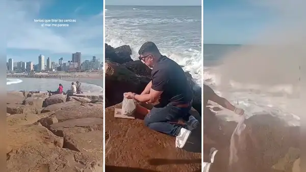 Lanza cenizas de su abuelo al mar, pero viento frustra su despedida: “Lo llevará en el corazón y los pulmones”