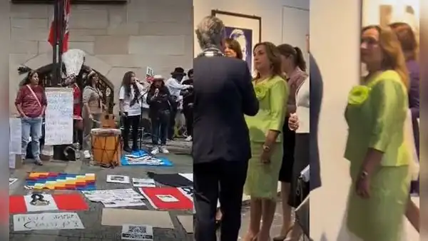 Peruanos en Alemania confrontan a Dina Boluarte: “¿Cuántos muertos quieres para que renuncies?”