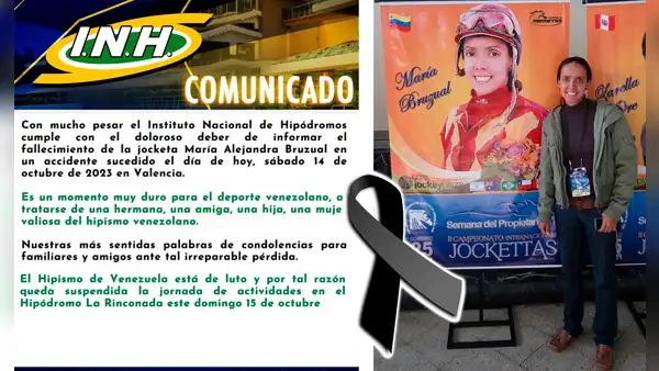 5y6 de La Rinconada: se suspenden las carreras del 15 de octubre por el fallecimiento de María Alejandra Bruzual