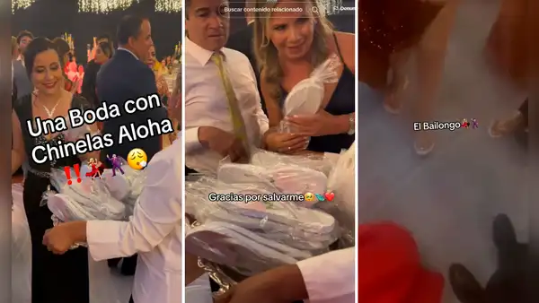 Novios entregan sandalias a invitadas para que bailen hasta el amanecer: “Fuera tacones”