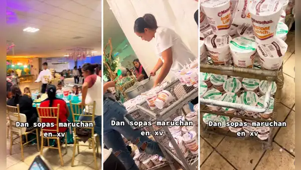 Organizadores de quinceañero dan sopa Maruchan como cena a los invitados y les llueven las críticas