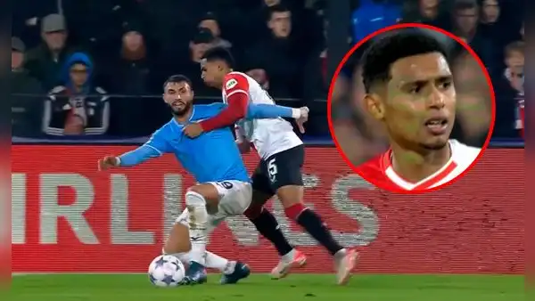 Marcos López debutó en la Champions League y cometió un insólito penal al empujar a su rival