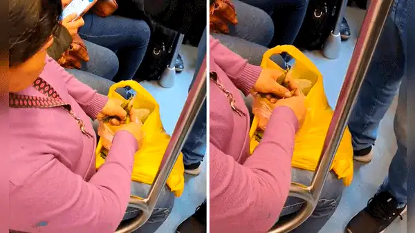 Mujer aprovecha viaje en Metro de Lima para pelar arverjas y usuarios reaccionan: “Cada segundo cuenta”
