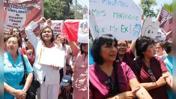 Personal de salud protesta y se saca sangre en exteriores del Minsa por insuficiente aumento salarial