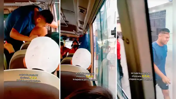 Pasajero de Chosicano utiliza ventana para bajar del bus tras fallo de la puerta: "En Perú no te aburres”