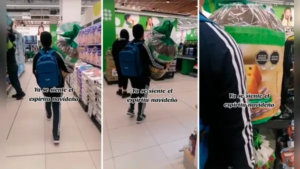 Peruano camina con panetón gigante en supermercado y usuarios afirman: “Gran espíritu navideño”