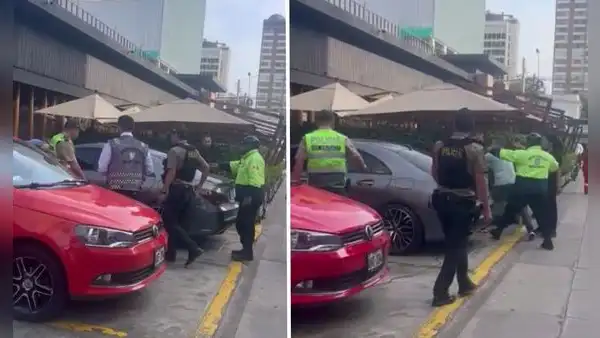 El instante en que la policía rompe las lunas del auto del hombre que asesinó a mujer en Miraflores