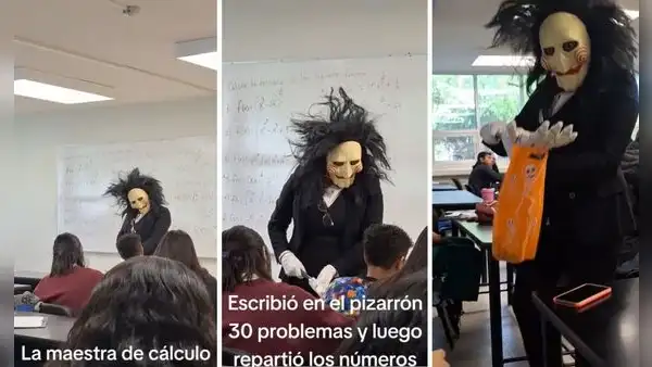 Profesora sorprende a sus estudiantes con disfraz de Billy y retos de cálculos: “Que empiece el juego”