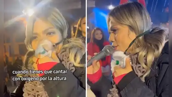 Cantante de Alma Bella sorprende al cantar con oxígeno por la altura en Arequipa: "Me falta el aire"
