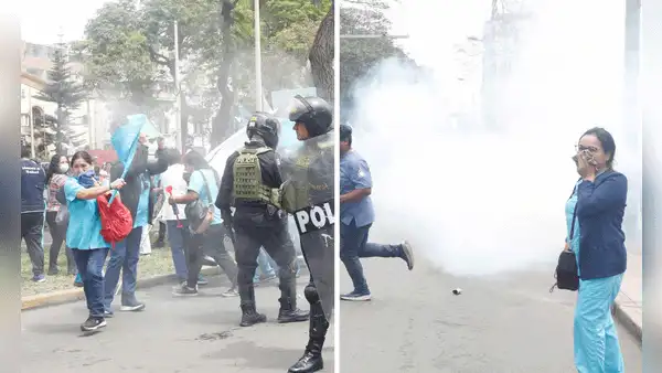 Protesta del sector Salud: PNP lanza bombas lacrimógenas tras enfrentamiento con manifestantes