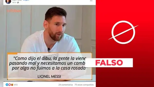 Es falsa la gráfica de Messi diciendo que "la gente la viene pasando mal y necesitamos un cambio"