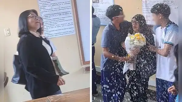 Estudiantes fingieron pelea para sorprender a su profesora en Amazonas: “¿Maestra Miel?”