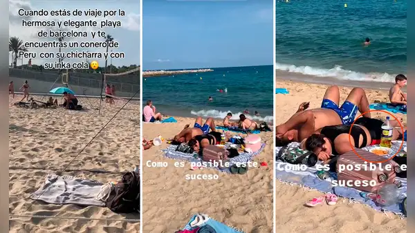 Peruano encuentra a pareja disfrutando de una Inca Kola en playa de Barcelona: “El sabor nacional”
