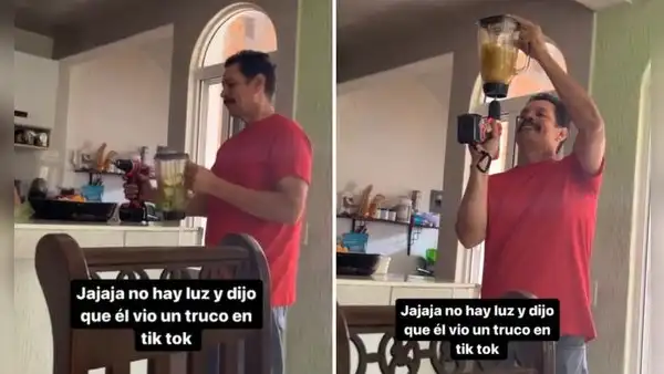 Hombre realiza singular truco para licuar tras corte de luz: “En TikTok me han enseñado todo lo que sé”