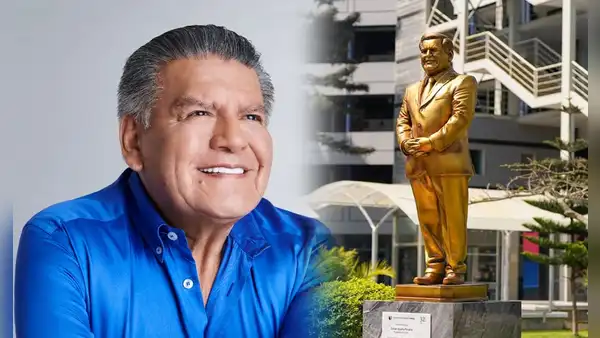 UCV devela estatua dorada en tamaño real de César Acuña y usuarios reaccionan: "Plata como cancha"