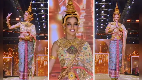 Luciana Fuster deslumbra en desfile con impactante traje típico tailandés: mira su increíble pasarela