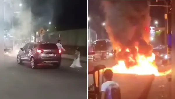 Novia se dirigía a su boda en auto y este se incendió súbitamente en Iquitos: ¿Habrá llegado?