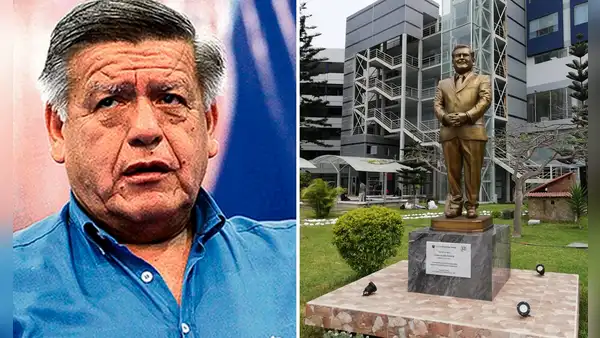 Estatua de César Acuña fue puesta nuevamente en campus de la UCV de Trujillo
