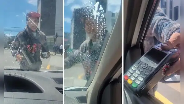 Limpiador de luna en Chile sorprende al sacar POS para cobrar a conductor de taxi: “Es un visionario”