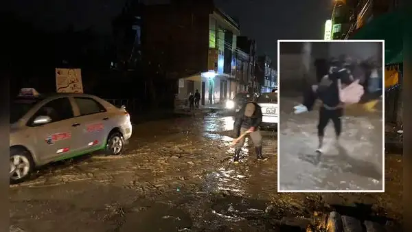 Carga en brazos a enamorada y cruza pista inundada por lluvia en Huancayo: “Yo quiero ser esa mujer”