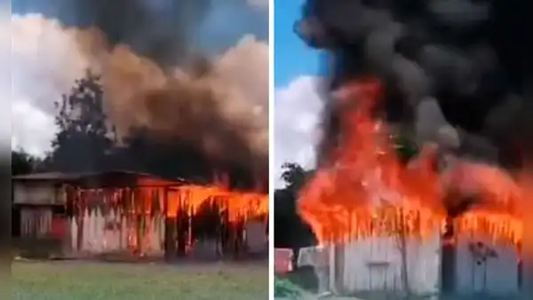 Incendio consumió aula de niños de 4 años y habitaciones de profesores en colegio de Junín